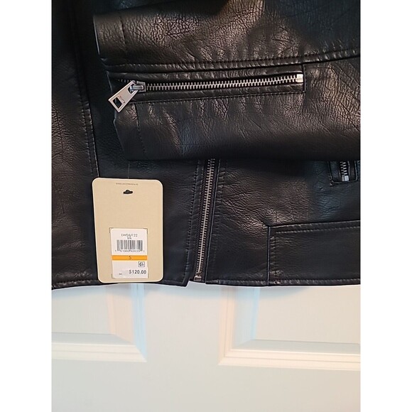 NWT $120 Levi’s Strauss Women Faux Leather Hooded Moto Biker Jacket Black Sz S - Picture 6 of 8